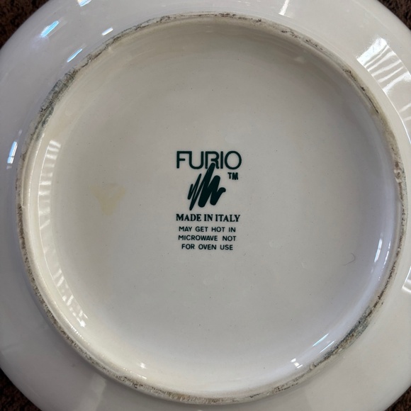 Furio Christmas Tree Serving Bowl Made in Italy Sponge Paint Bulbs Holiday - Picture 3 of 3